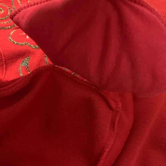 VTG 80s Holiday Festive 2-Pc Red Skirt & Sweater Set Gold Embellished Hearts Med - Picture 8 of 8